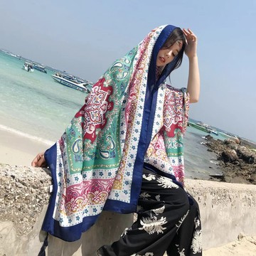 📢現貨供應📢韓國外貿原單絲巾夏季百搭新款多功能防曬披肩女圍巾度假海邊披肩兩用絲巾S1-309