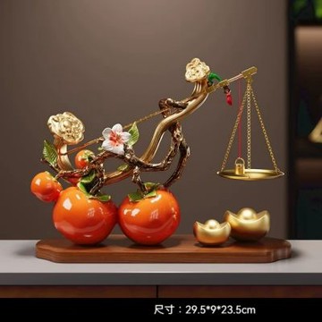 柿柿稱心 如意柿子擺件 辦公室客廳玄關招財裝飾品 喬遷新居開業賀禮 多場景適用