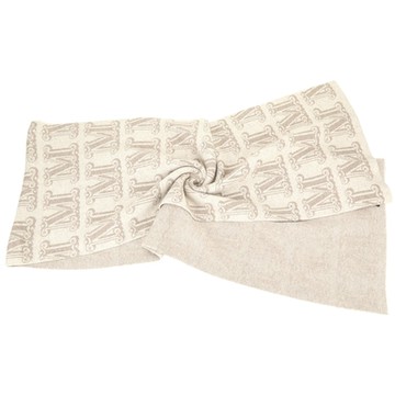 Max Mara ZATTERA 喀什米爾羊絨字母緹花圍巾(杏色)