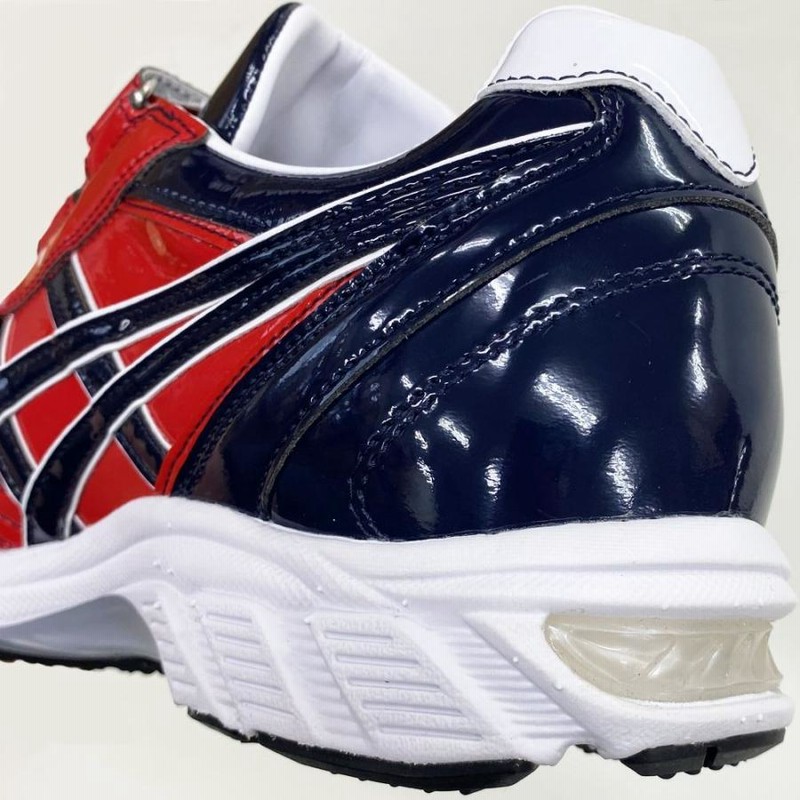 ネイビー×レッド アシックス 野球 トレーニングシューズ アップ