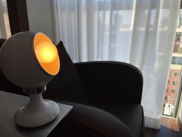 古董普普風太空年代義大利米蘭白色烤漆金屬球燈磁鐵式