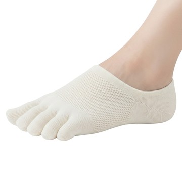 NICOFUN 愛定做 一日遊系列 運動五趾隱形襪 fyk235toe02-44  雲白色  220~250mm  1套
