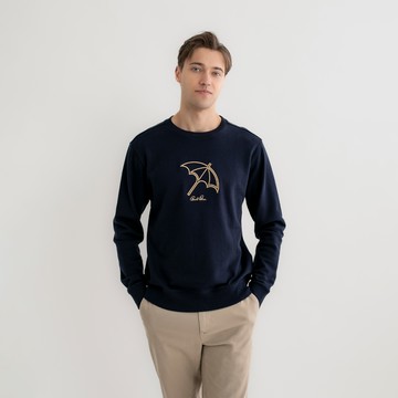 【Urban Explorer】男裝-立體凸繡大傘LOGO長袖大學T-藏青色