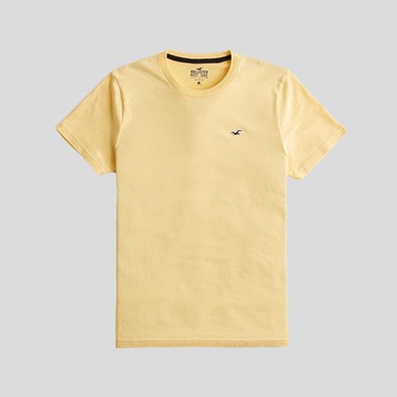 Hollister 海鷗 HCO 熱銷刺繡海鷗素面短袖T恤-鵝黃色