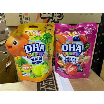 ~省錢叔叔~LOT100魚油DHA軟糖 白葡葡口味 綜合莓果口味 果汁添加 添加魚油 含有DHA OMEGA-3 袋裝