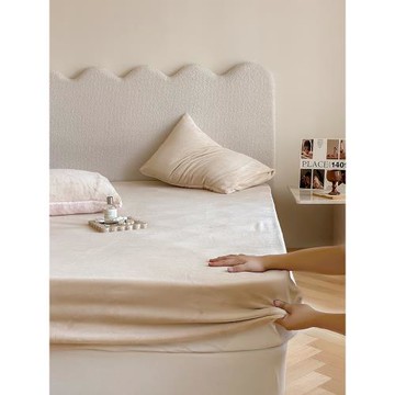 Zijpe~A類秋冬保暖牛奶絨加厚純色床笠席夢思保護套防滑床罩加厚