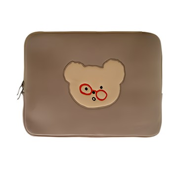Teteum 眼鏡小熊圖案筆電收納包  35 x 25.5cm  摩卡色  1個