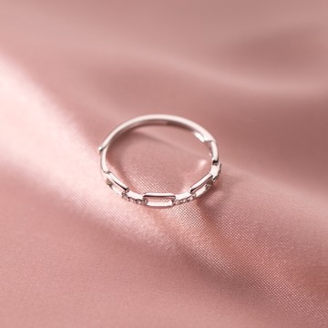 鏈條純銀戒指 M34 日韓流行時尚 可調戒指 通體純銀 S925純銀戒指 鏈條感 纖細唯美純銀戒指 可調整戒指