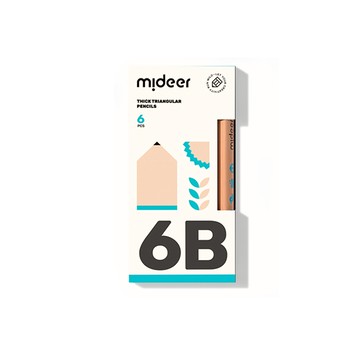 MiDeer - 兒童專用三角鉛筆-6B (贈專用雙孔筆削1個(顏色隨機))