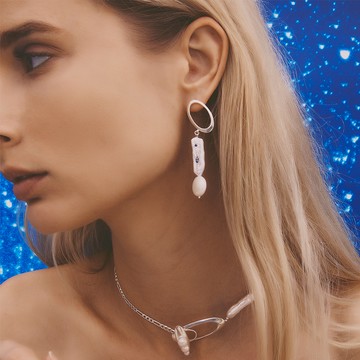 SLOW ROVER｜多重宇宙 巴洛克珍珠垂墜耳環-純銀