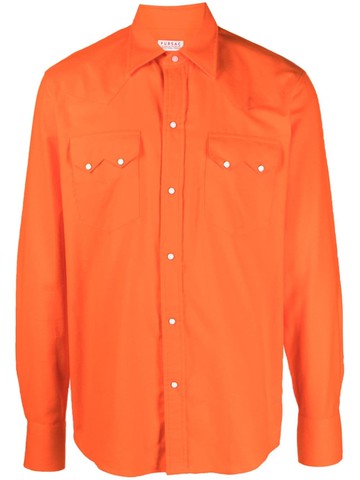 FURSAC - button-up cotton shirt - men - Cotton - L - Orange