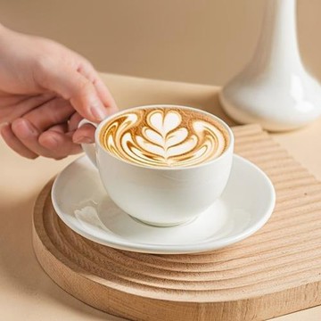 2026年新款純白陶瓷咖啡杯簡約歐式拿鐵拉花咖啡杯碟套裝ins風潮