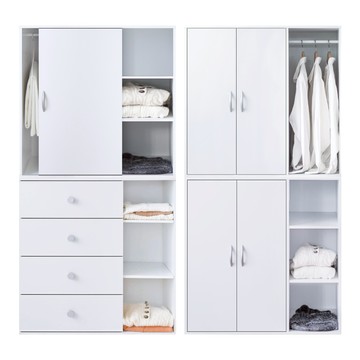 《HOPMA》機能堆疊組合式衣斗櫃組-時尚白