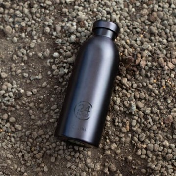 義大利 24Bottles｜不鏽鋼雙層保溫瓶 500ml - 黑碧璽