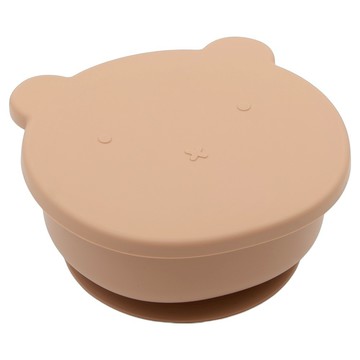 TRENi Mini 鉑金矽膠小熊碗 附蓋子  奶茶色  1個