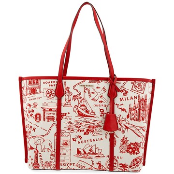 TORY BURCH - 地圖印花帆布托特包 (紅白)