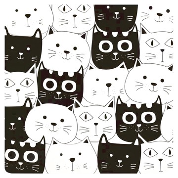 收納王妃 珪藻土杯墊 方  滿滿貓咪  10 x 10 x 0.9cm  1個