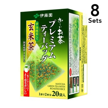 [Set of 8] Oi Ocha Premium Tea Bags, Brown Rice Tea with Uji Matcha (20 bags)