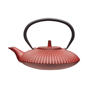 La Cafetiere 英國 鑄鐵濾茶壺(朱紅直紋0.6L) / 茶具 鑄鐵茶壺