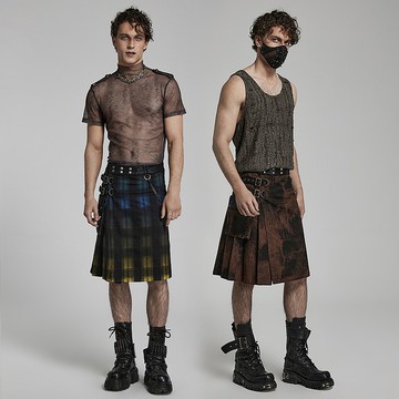 異教徒煉金之火蘇格蘭半裙 - 咖啡 / 彩色 / 可拆側袋