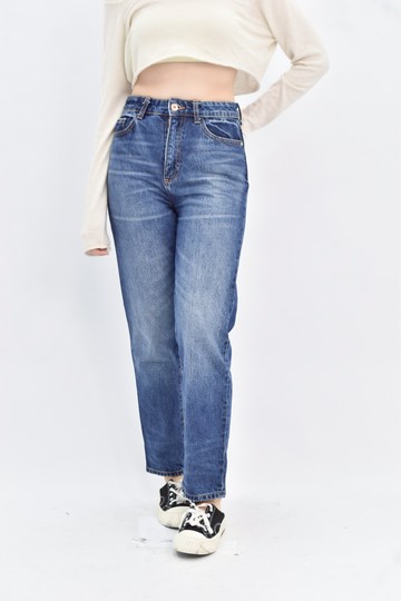 (XL) zara 藍色高腰牛仔長褲