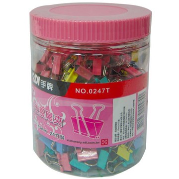 本月熱銷推薦 滿額再折【史代新文具】手牌SDI 0247T  15mm 彩色長尾夾 (288支/桶)