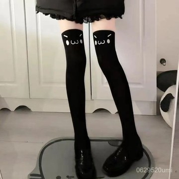 今天買明天到】萌妹可愛印花大腿襪春秋款瘦腿JK襪子長筒過膝襪少蘿黑絲襪辣妹襪 8K9 2NF