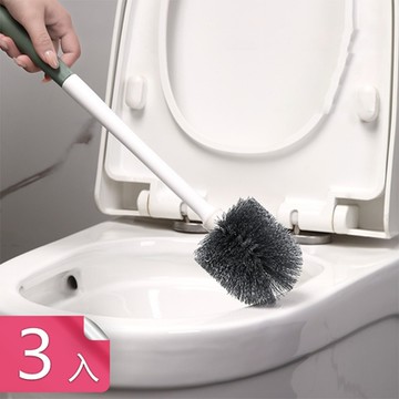 【荷生活】長手柄細密毛刷半圓型馬桶刷 可拆卸刷頭深入清潔馬桶清潔刷-3入組