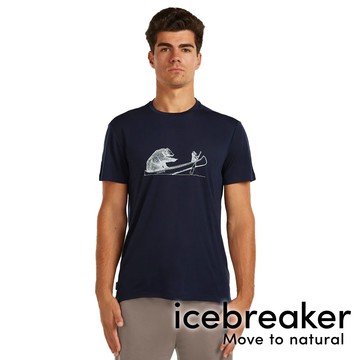 【icebreaker】男 Core天絲圓領短袖上衣(獨木舟夥伴)『深藍』0A57GM 戶外 露營 登山 健行 休閒 時尚 出國 旅遊 短袖 上衣