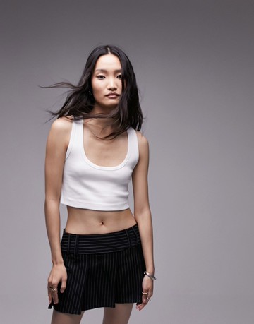 Topshop rib cropped top in white