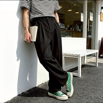 【AMERO】男女同款 西裝褲 素面 後鬆緊褲頭共兩色