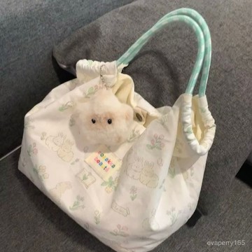 🍀臺灣出貨🍀新款印花可愛兔子單肩包女學生韓版帆布包卡通大容量手拎包通懃包禮物