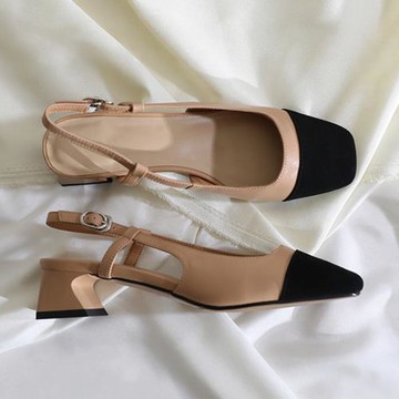 蓮花府邸原創法式溫柔風2025年夏季新款后空涼鞋氣質粗跟包頭涼鞋