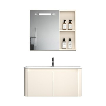 大圓弧浴室柜組合衛生間洗手盆池洗臉盆柜陶瓷一體盆洗漱臺衛浴柜/洗手盆/洗臉盆/洗漱盆/陶瓷盆/浴室盆/鏡櫃洗手盆一體式