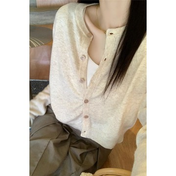 韓版顯瘦 外套短版外套上衣女裝衣服外套薄外套罩衫長袖韓版甜辣軟糯純色百搭長袖洋氣針織開衫早秋修身內搭外穿氣質上衣