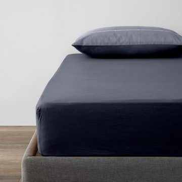 奧可利色織純棉床包雙人 藍