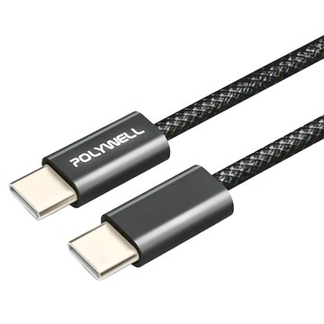 POLYWELL 寶利威爾 Type-C to Type-C PD編織快充線 3A 60W PW15-W45-M811  20cm  黑色  1條