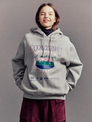 Cotton Polyester Fleece Tennis Hoodie [Grey]