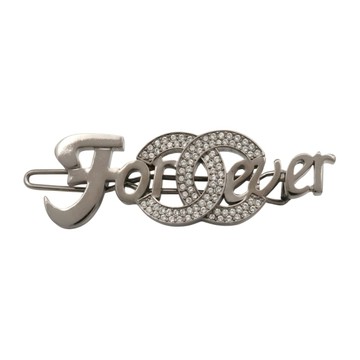 CHANEL 香奈兒 Forever 雙C 髮夾 黑色金屬 水鑽 【二手名牌BRAND OFF】
