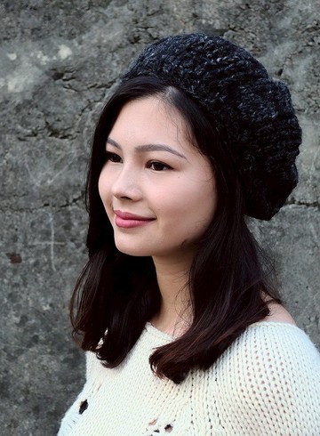 純羊毛手編毛帽 貝蕾帽 Handmade in Nepal灰黑