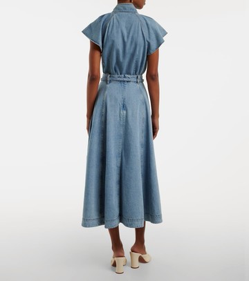 Zimmermann Crush Denim Full flared midi skirt