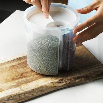 joeki日式分格密封罐 小號三分格 五穀雜糧儲物罐 透明旋轉儲物罐 廚房收納罐cc0146