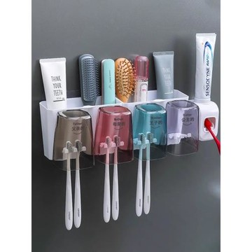 牙刷置物架免打孔漱口杯刷牙杯衛生間壁掛式家庭電動牙膏牙刷架子