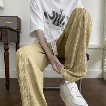 冷淡風男裝高級感紋理感褲子男款夏季那不列斯西褲垂感直筒闊腿褲