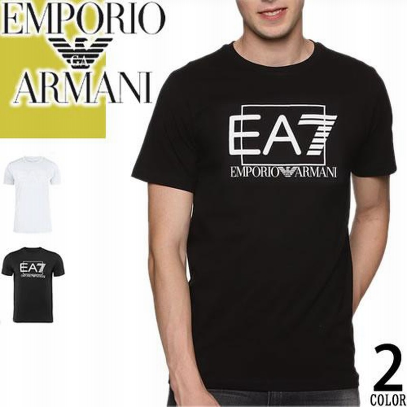 エンポリオ アルマーニ EMPORIO ARMANI EA7 Tシャツ メンズ 半袖 ロゴ クルーネック 丸首 ブランド 大きいサイズ コットン  綿100% 白 黒 ブラック | LINEショッピング