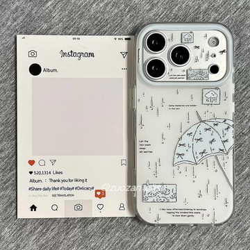 ins韓系鐳射花朵雨傘適用蘋果17promax少女iphone16/15雙層手機殼14精孔全包13/12/11保護殼