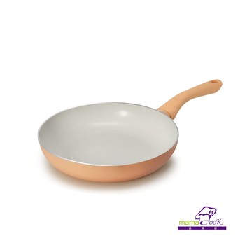 【mama cook】蜜桃橘鈦白不沾平煎鍋24cm