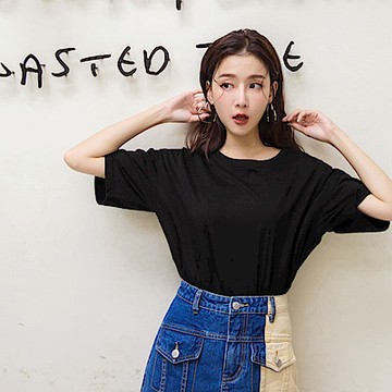 OB嚴選-高含棉多色五分袖寬鬆男友素T長版上衣(12色/M-XL)