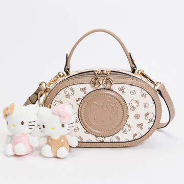 Hello Kitty - Arnold Palmer - 圓形手提包附長背帶 Twins系列 - 卡其色/432-5107-26-7
