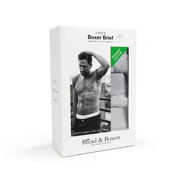 北歐極簡 - 3入組 - 貼身舒適經典有機棉男內褲 / 四角褲 (灰)